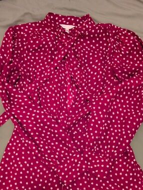 Rebecca Taylor Magenta Polka Dot Tie-Neck Dress NWT